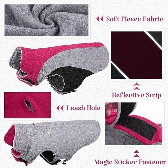 Lelepet Fleece Dog Jacket, Apparel for Cold Weather, Reversible Soft Warm 2xl - Picture 3 of 6